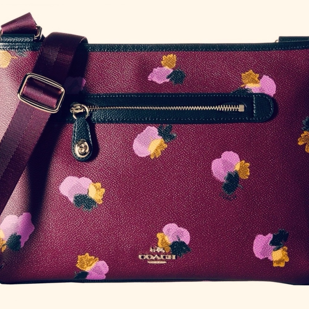 Taylor Crossbody In Floral Print Plum Purple